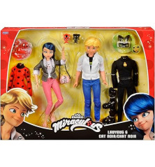 Coffret Miraculous BANDAI – 2 Poupées Marinette & Adrien – Tenues Ladybug & Chat Noir