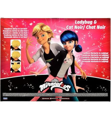BANDAI Miraculous Pack 2 Muñecas – Marinette & Adrien con Trajes Ladybug & Cat Noir