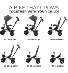 Kinderkraft Aveo Foldable Toddler Tricycle – 9 Months to 5 Years – Grey