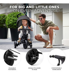 Kinderkraft Aveo Foldable Toddler Tricycle – 9 Months to 5 Years – Grey