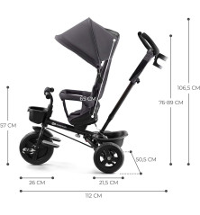Kinderkraft Aveo Foldable Toddler Tricycle – 9 Months to 5 Years – Grey
