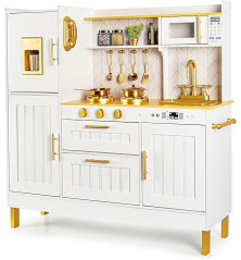 Leomark Gold Cuisine Enfant Bois 98cm – Effets Sonores et Lumineux – Jouet Créatif