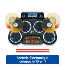 Kidi DJ Drums – Batterie interactive enfant avec Bluetooth, sons personnalisés et effets lumineux – Jouet musical VTech