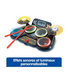 Kidi DJ Drums – Batterie interactive enfant avec Bluetooth, sons personnalisés et effets lumineux – Jouet musical VTech