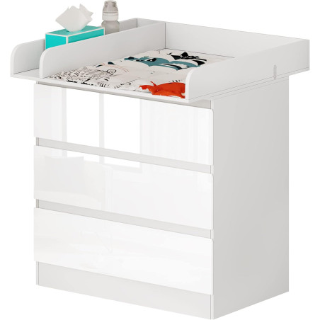 WOLTU Table à Langer + Commode 3 Tiroirs Bébé