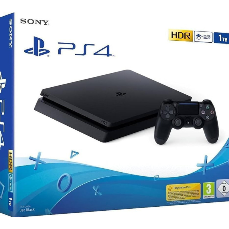 Sony PlayStation 4 Slim Console 1 To Noir HDR avec Manette DualShock 4 – Compatible VR