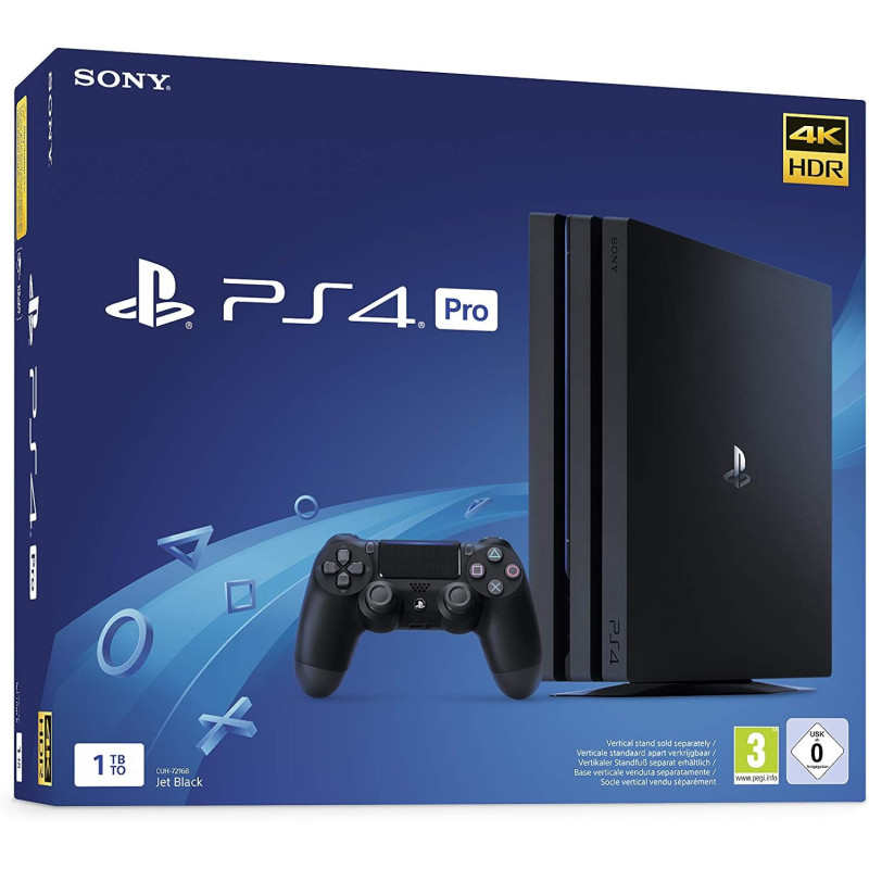 Sony PlayStation 4 Pro Console 1 To Jet Black avec Manette DualShock 4 V2 – Châssis G