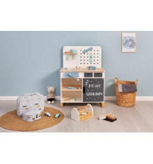 MUSTERKIND Établi Fagus – Établi en bois pour enfants (blanc/naturel)