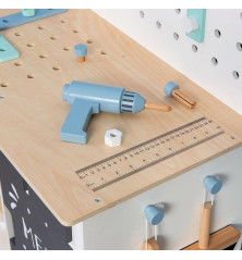 MUSTERKIND Établi Fagus – Établi en bois pour enfants (blanc/naturel)