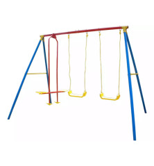 Kinderschaukel 2 Sitze + Doppelschaukel | Robuster Metallrahmen