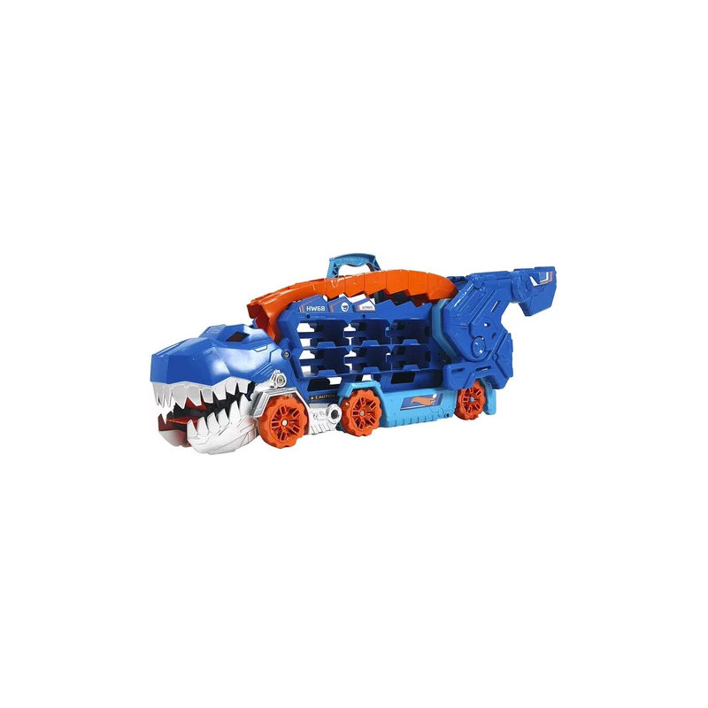 Hot Wheels – Mega Transporteur Dino T-Rex transformable avec sons et lumières