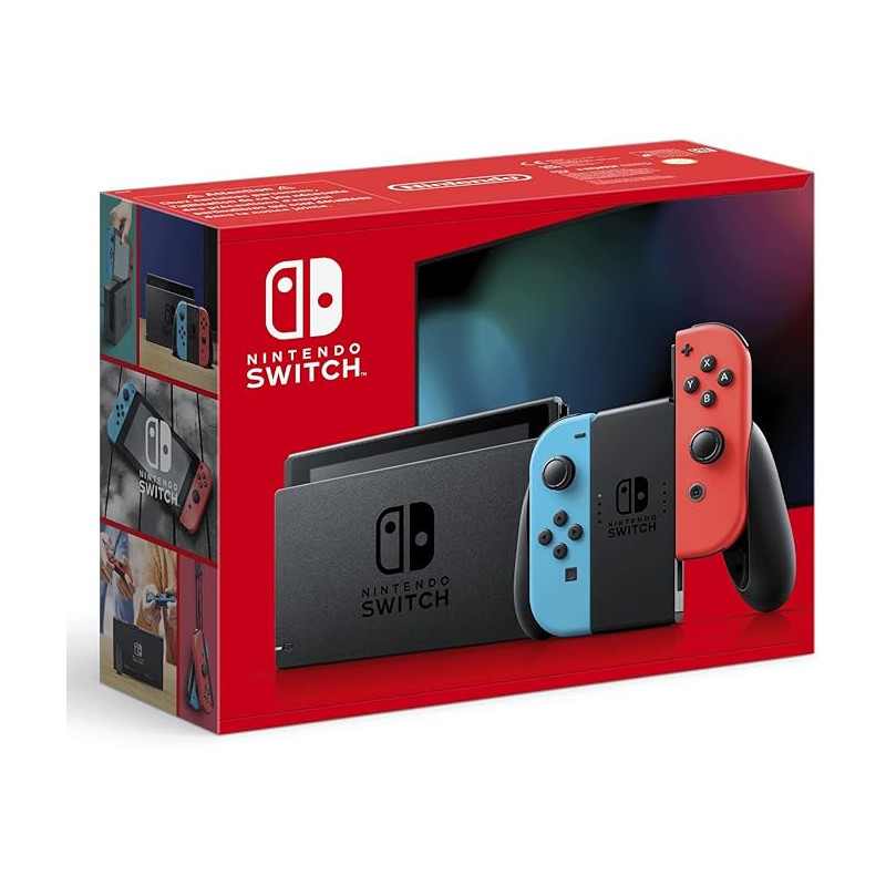 Nintendo Switch Konsole mit Neon-Blau & Neon-Rot Joy-Con – Tragbare & TV Hybrid-Konsole
