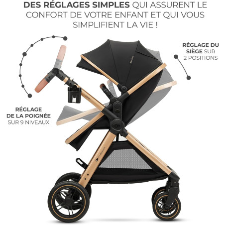 Cochecito Kinderkraft ESME 3 en 1 – Con silla de coche Mink PRO i-Size, Negro