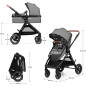 Kinderkraft ESME – Cochecito 3 en 1 con silla de coche Mink PRO i-Size, Travel System, Gris