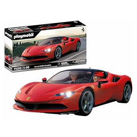 PLAYMOBIL Ferrari SF90 Stradale – Auto Sportiva Rossa con 2 Personaggi e Luci Funzionanti