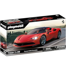 PLAYMOBIL Ferrari SF90 Stradale – Voiture de sport rouge avec 2 figurines et phares lumineux