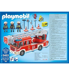 PLAYMOBIL 9463 Camion de Pompiers – Véhicule de Secours avec Échelle, Lumière et Son