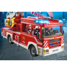 PLAYMOBIL 9463 Camion de Pompiers – Véhicule de Secours avec Échelle, Lumière et Son