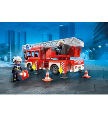 PLAYMOBIL 9463 Camion de Pompiers – Véhicule de Secours avec Échelle, Lumière et Son