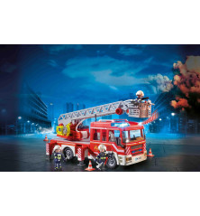 PLAYMOBIL 9463 Camion de Pompiers – Véhicule de Secours avec Échelle, Lumière et Son