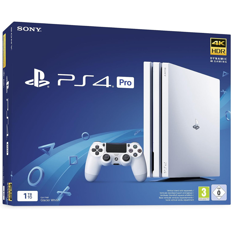 Sony PlayStation 4 Pro Console 1 To Blanche Glacier avec Manette DualShock 4 V2 – Châssis G