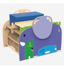 Parcours motricité Éléphant bois – module escalade & toboggan