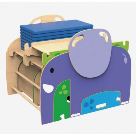 Olifant motorisch parcours hout – klimmen & glijbaan module