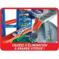Hot Wheels Ultimate Garage City vs Robo Beasts – Meerniveaus racebaan met bewegende T-Rex en 2 auto's