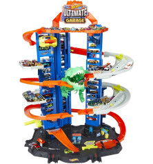 Hot Wheels Ultimate Garage met Robo-T-Rex – 91 cm racebaan met 2 auto's