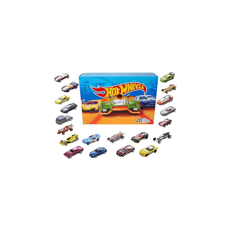 Hot Wheels Confezione 20 Auto 1:64 – Dettagli Realistici – Modelli Casuali – Giocattolo per Bambini 4+ Hot Wheels Confezione 20 Auto 1:64 – Dettagli Realistici – Modelli Casuali – Giocattolo per Bambini 4+